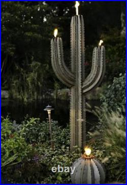 LARGE Desert Saguaro Cactus Tiki Torch Outdoor Metal Yard Art Sculpture Decor
