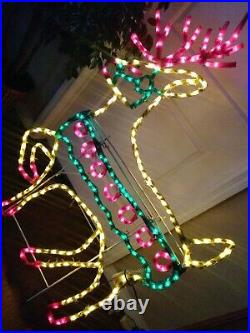LARGE Vintage Mr Christmas Deluxe Reindeer Light Sculpture Yard Decor 52 x 33