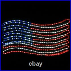 LED American Flag Patriotic Light Display Rope Light Outdoor Yard Art 4th July