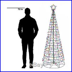 LED Cone Tree Sculpture 6 FT Multi Color Outdoor Yard Christmas Pre Lit Decor