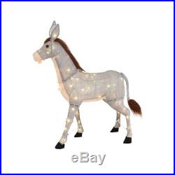 LED LIGHTED TINSEL DONKEY Outdoor Christmas Holiday Yard Sculpture Decoration