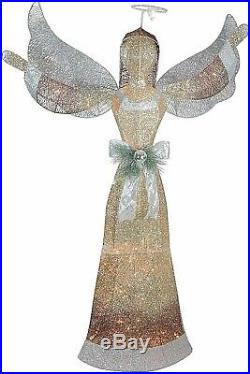 LED Lighted Angel Sculpture Christmas Glittered 3D Yard Decoration Greeter Prop