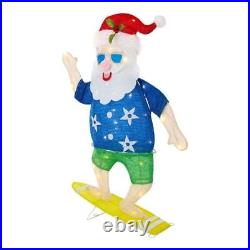 LED Surfing Santa Tinsel Christmas Light Yard Sculpture 3 FT Tropical Beach NEW