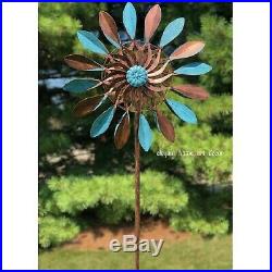 Large 2 ft Kinetic Wind Sculpture Windmill Dual Spinner Rustic Garden Yard Decor