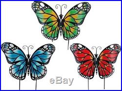 Large 3' Metal Butterfly Decorative Garden Yard Art Trio Outdoor Decorations