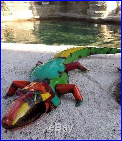 Large 37 Recycled Distress Metal Garden Yard Art Alligator Reptile Nautical