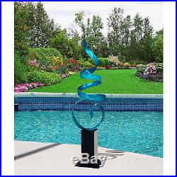 Large Aqua Blue Outdoor Yard Sculpture, Modern Abstract Metal Art by Jon Allen