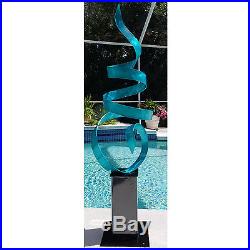 Large Aqua Blue Outdoor Yard Sculpture, Modern Abstract Metal Art by Jon Allen