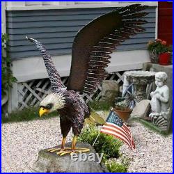 Large Bald Eagle Bird Statue Metal Stake Outdoor Garden Yard Art Lawn Sculpture