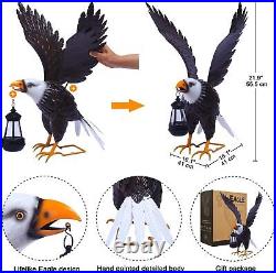 Large Bald Eagle Metal Statues Decorations for Yard and Sculptures for Garden