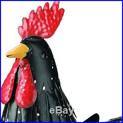 Large Black Rooster Figurine Home Decor Yard Sculpture Chicken Farm Display New