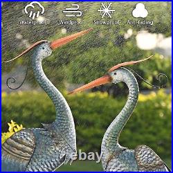 Large Blue Heron Sculptures Metal Crane Statues Bird Yard Lawn Pond Patio Decor