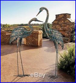 Large Copper Patina Crane 44 or 55 Garden Sculpture Yard Stake Metal Art Heron