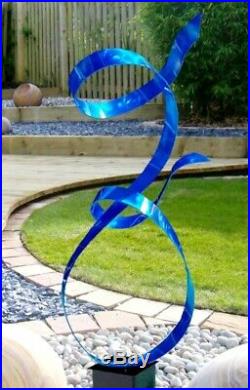 Large Electric Blue Metal Sculpture Modern Blue Garden Yard Art Decor Jon Allen