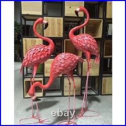 Large Flamingo Decor Garden Statues, Set of 3 Metal Bird Sculpture Yard Art L