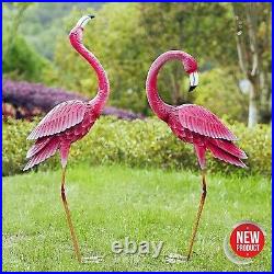 Large Flamingo Statue Metal Birds Sculpture Yard Art Lawn Ornaments Patio Decor