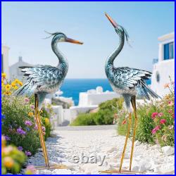 Large Garden Crane Statues Outdoor Sculptures, Metal Yard Art Heron Decor Standi