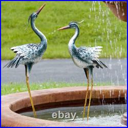 Large Garden Crane Statues Outdoor Sculptures, Metal Yard Art Heron Decor Standi