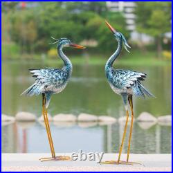 Large Garden Crane Statues Outdoor Sculptures, Metal Yard Art Heron Decor Standi