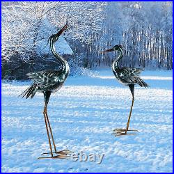 Large Garden Crane Statues Outdoor Sculptures, Metal Yard Art Heron Statues Stan