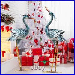 Large Garden Crane Statues Outdoor Sculptures, Metal Yard Art Heron Statues Stan