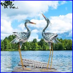 Large Garden Crane Statues Outdoor Sculptures Metal Yard Art Outdoor Decor home