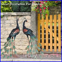 Large Garden Crane Statues Outdoor Sculptures, Metal Yard Art Set of 2