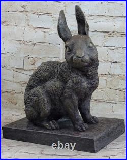 Large Garden Yard Rabbit Hare Bunny Bronze Metal Figural Animal Sculpture Marble