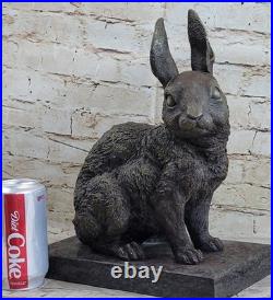 Large Garden Yard Rabbit Hare Bunny Bronze Metal Figural Animal Sculpture Marble