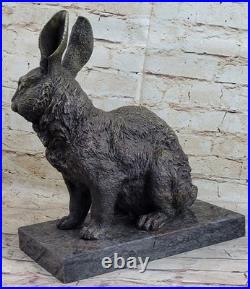 Large Garden Yard Rabbit Hare Bunny Bronze Metal Figural Animal Sculpture Marble