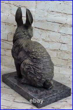 Large Garden Yard Rabbit Hare Bunny Bronze Metal Figural Animal Sculpture Marble