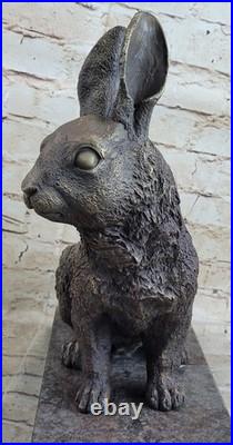 Large Garden Yard Rabbit Hare Bunny Bronze Metal Figural Animal Sculpture Marble