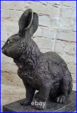 Large Garden Yard Rabbit Hare Bunny Bronze Metal Figural Animal Sculpture Marble