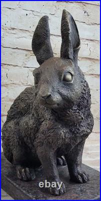 Large Garden Yard Rabbit Hare Bunny Bronze Metal Figural Animal Sculpture Marble