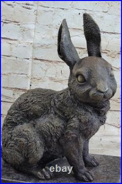 Large Garden Yard Rabbit Hare Bunny Bronze Metal Figural Animal Sculpture Marble