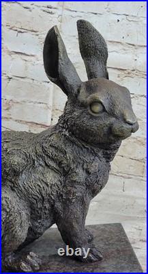 Large Garden Yard Rabbit Hare Bunny Bronze Metal Figural Animal Sculpture Marble