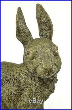 Large Garden Yard Rabbit Hare Bunny Bronze Metal Figural Sculpture Hand Made