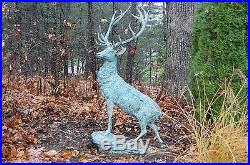 Large Life Size Metal Bronze Deer Stag Elk Outdoor Yard Sculpture, 66 Tall