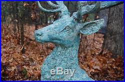 Large Life Size Metal Bronze Deer Stag Elk Outdoor Yard Sculpture, 66 Tall