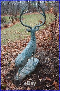 Large Life Size Metal Bronze Deer Stag Elk Outdoor Yard Sculpture, 66 Tall