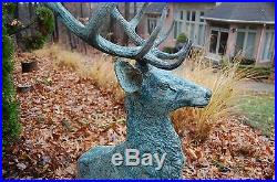 Large Life Size Metal Bronze Deer Stag Elk Outdoor Yard Sculpture, 66 Tall