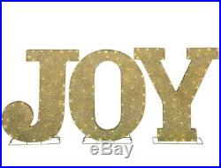 Large Lighted Gold JOY Sign Sculpture Display Outdoor Christmas Decoration Yard