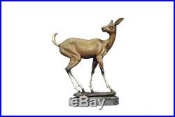 Large Metal Bronze Deer Stag Elk Outdoor Yard Sculpture, 16 Tall Statue