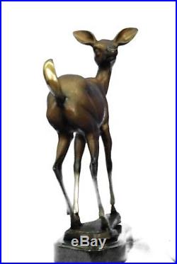 Large Metal Bronze Deer Stag Elk Outdoor Yard Sculpture, 16 Tall Statue