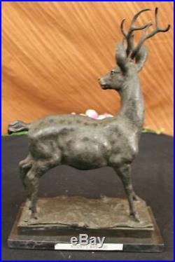 Large Metal Bronze Deer Stag Elk Outdoor Yard Sculpture, Handcrafted Artwork Art