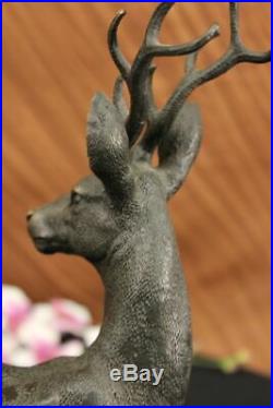 Large Metal Bronze Deer Stag Elk Outdoor Yard Sculpture, Handcrafted Artwork Art