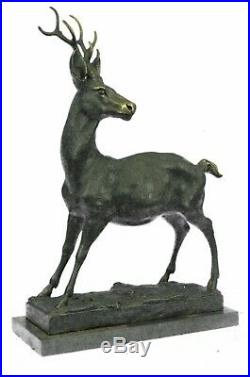 Large Metal Bronze Deer Stag Elk Outdoor Yard Sculpture, Handcrafted Figurine