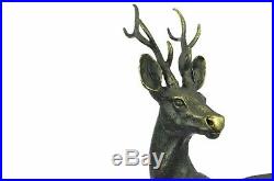 Large Metal Bronze Deer Stag Elk Outdoor Yard Sculpture, Handcrafted Figurine