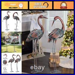 Large Metal Crane Garden Statues Outdoor Yard Art Bird Sculptures, Set of 2 fo