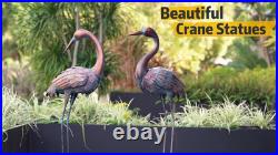 Large Metal Crane Garden Statues Outdoor Yard Art Bird Sculptures, Set of 2 fo